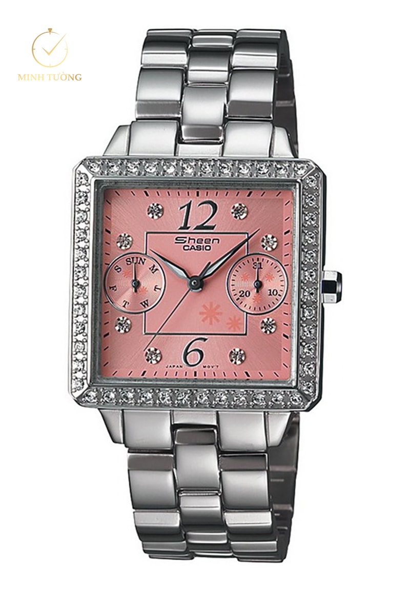 Đồng hồ mặt vuông Casio SHN-3005D-4A1DR tôn lên vẻ đẹp nữ tính với mặt số hồng