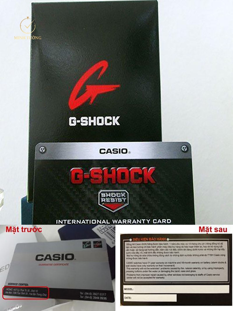 Đồng hồ G – Shock được hãng thiết kế loại thẻ bảo hành riêng
