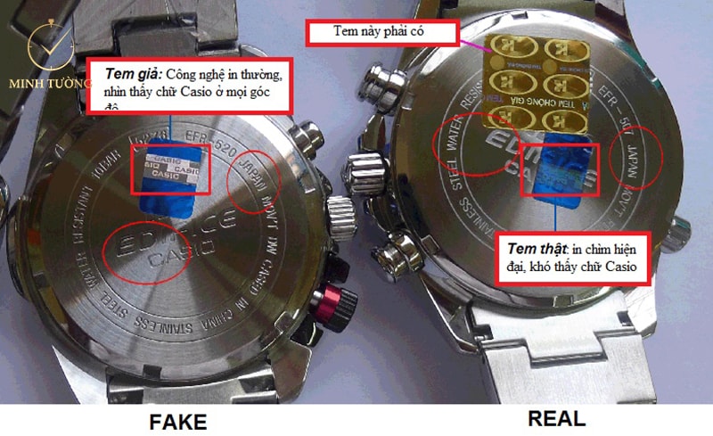Người dùng hoàn toàn có thể nhận ra tem đồng hồ chính hãng nhờ công nghệ in khác nhau