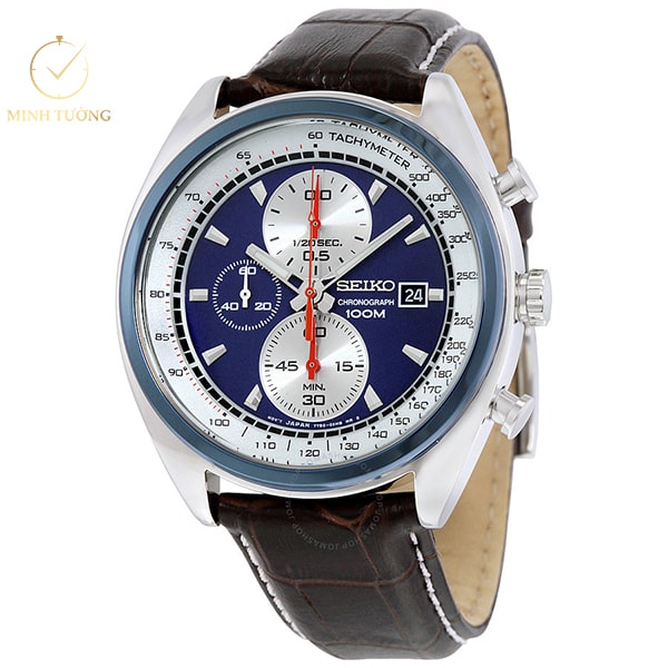 Đồng hồ Seiko Chronograph 100m màu xanh đen mang vẻ đẹp nam tính mạnh mẽ