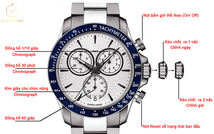 Cách chỉnh đồng hồ Seiko Chronograph để bấm giờ