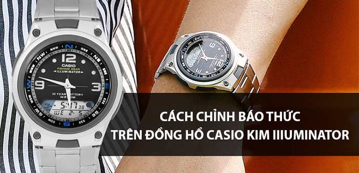 Bấm nút C để đến chế độ giờ báo thức đồng hồ Casio Illuminator