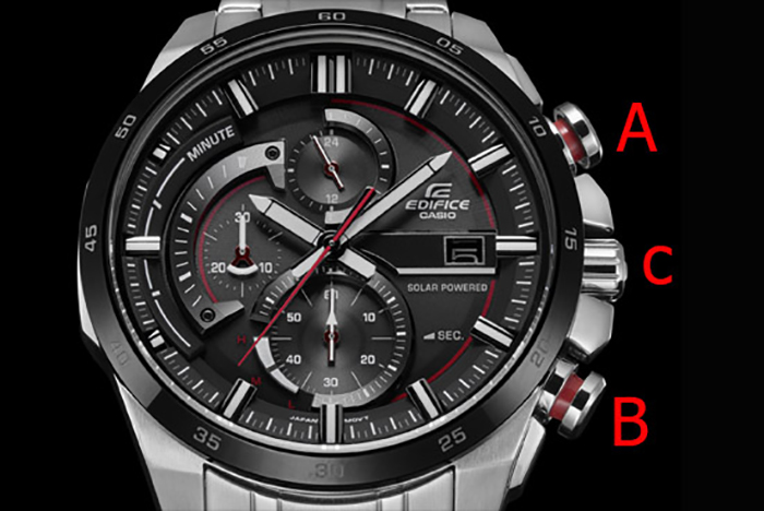 Xoay nút C về phía trước để chỉnh giờ, phút